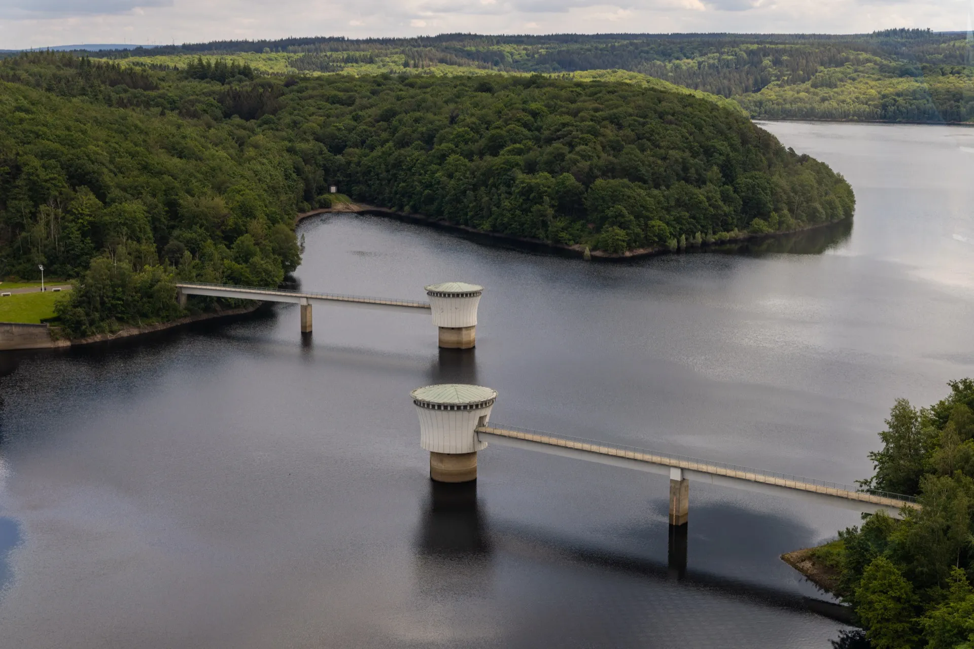 Lac de la Gileppe from viewpoint - Ardennes Belgium