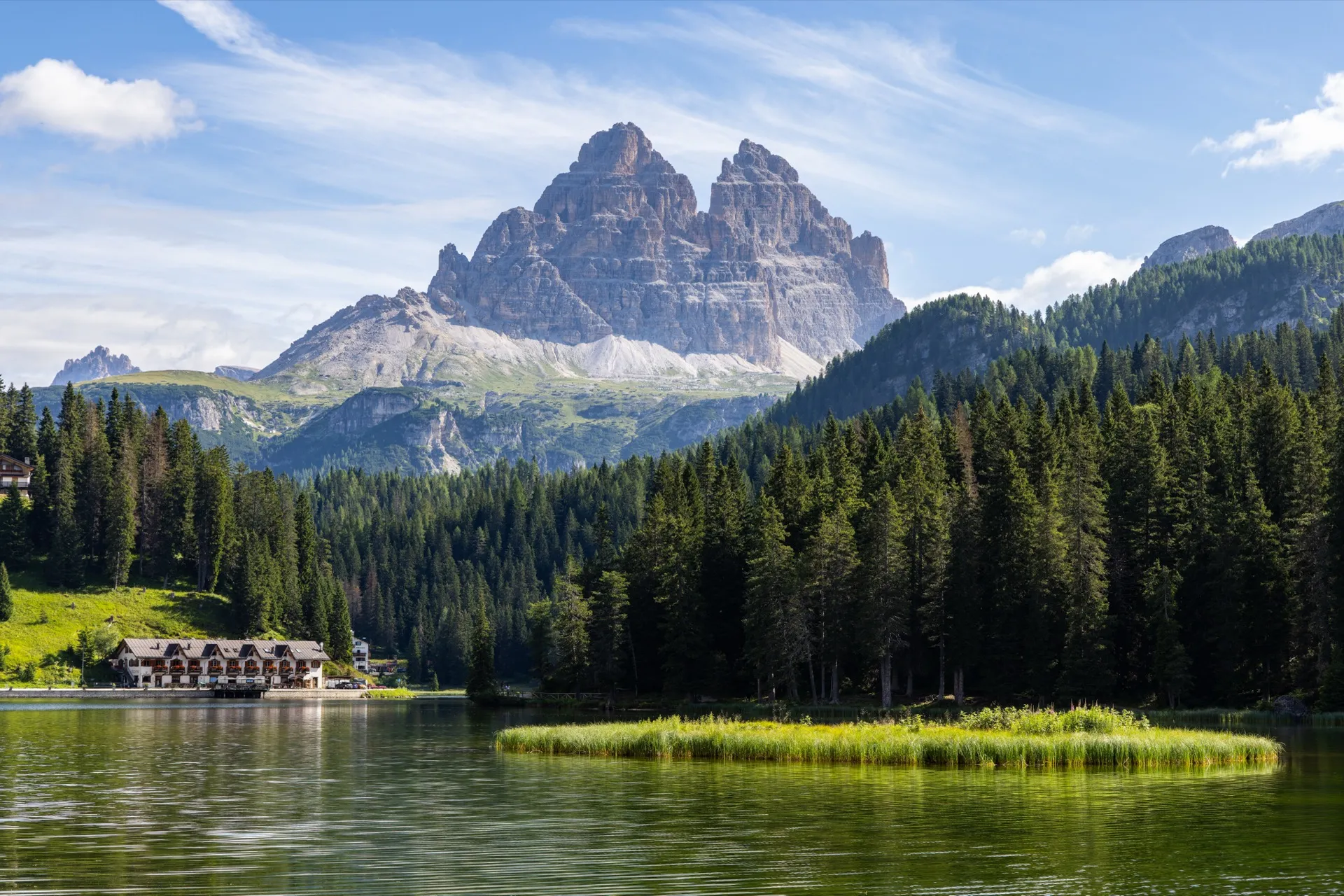 Tre Cima view from Lago di Misurina - Dolomites Italy